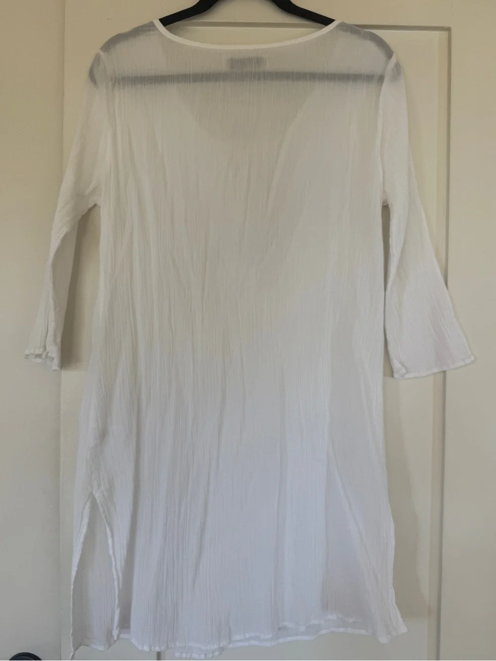Old Navy White Long-Sleeve Dress/Swim Cover-Up